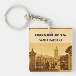 Rompecabezas  Honduras Santa Barbara Retro poster Key Ring