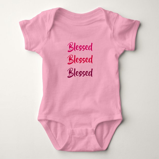 Romper Blessed x3 roze. Baby Bodysuit (Front)