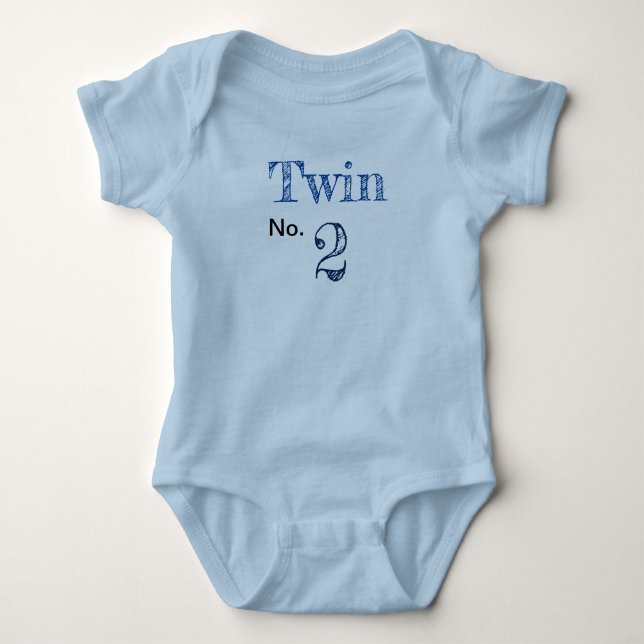 Romper Twin no.2 blue Baby Bodysuit (Front)