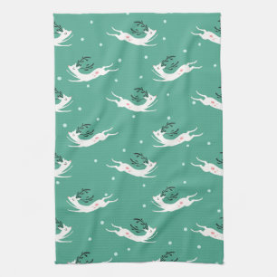 Rompin' Reindeer Pattern Tea Towel