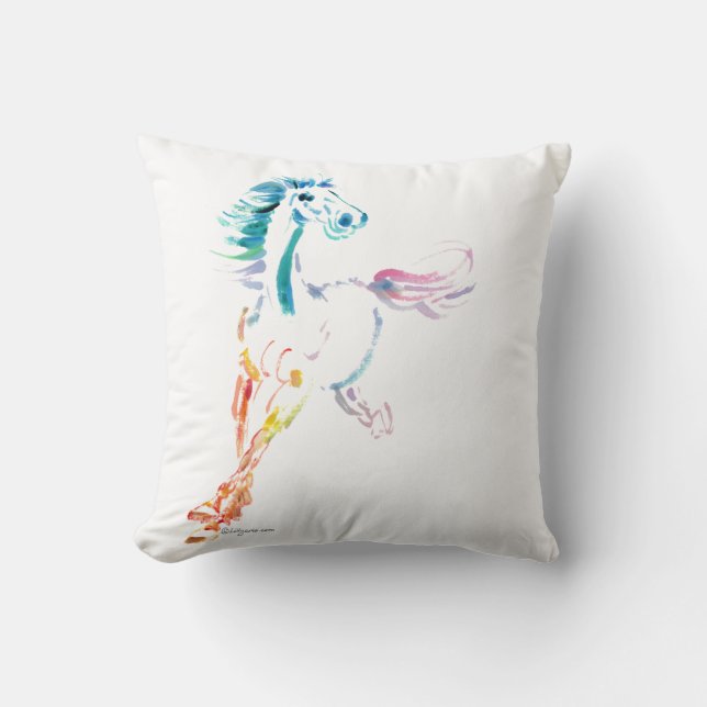 Romping Rainbow Horse Art Cushion (Front)