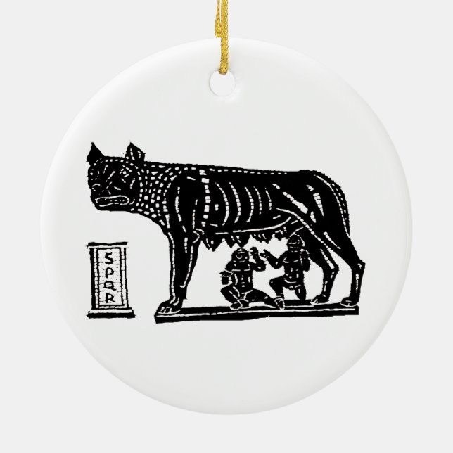 Romulus and Remus Roman Mythology Ceramic Tree Decoration (Back)
