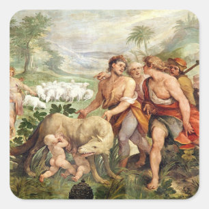 Romulus suckled by the she-wolf square sticker