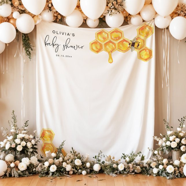 ROMY Cute Honey Bumble Bee Baby Shower Tapestry (Creator Uploaded)