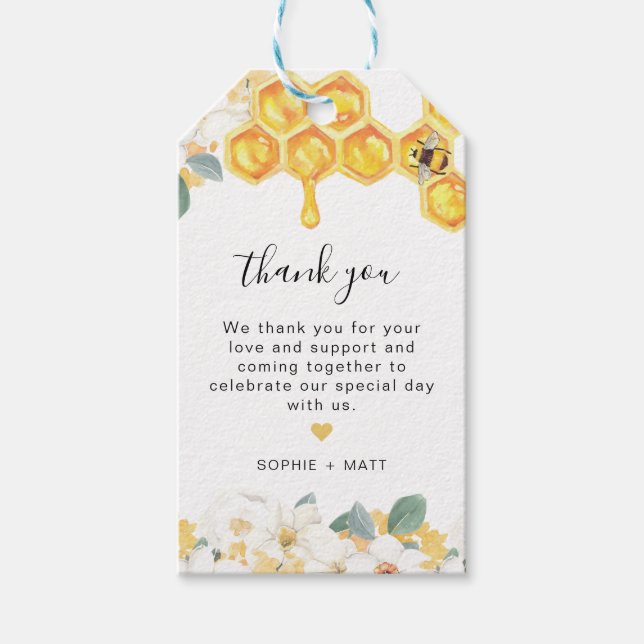 ROMY Floral Honey Bumble Bee Favour Tag (Front)