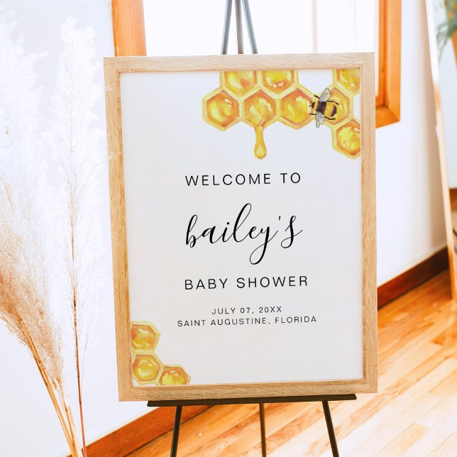 ROMY Honey Bumble Bee Baby Shower Welcome Poster (Creator Uploaded)