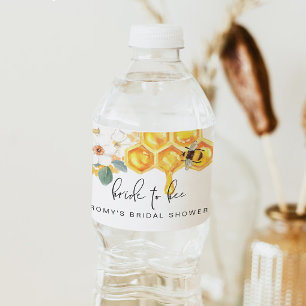 ROMY Rustic White Floral Honey Bee Bridal Shower Water Bottle Label