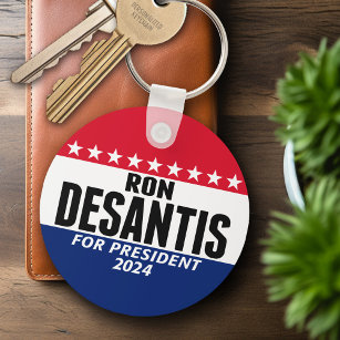 Ron Desantis 2024 classic blue red for president Key Ring