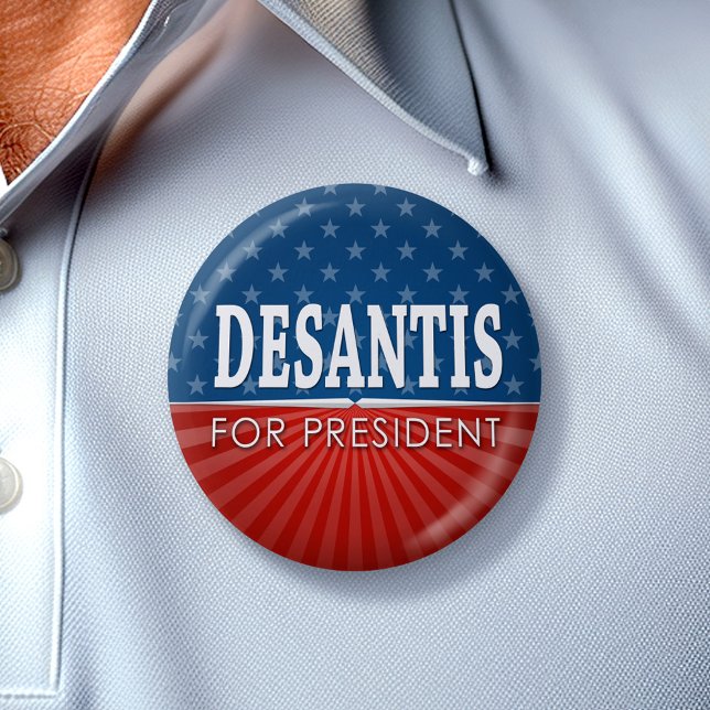 Ron DeSantis 2024 - stars and stripes design 6 Cm Round Badge (DeSantis 2024 Button - Great Campaign and Rally button for the Next Election)