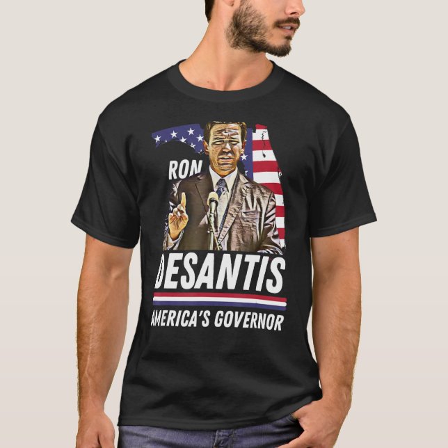 Ron Desantis America's Governor Florida US Flag T-Shirt (Front)