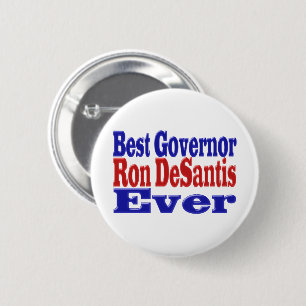 Ron DeSantis best Governor ever red blue text 6 Cm Round Badge