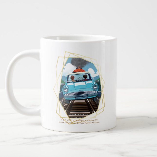 Ron & HARRY POTTER™ in Flying Car to HOGWARTS™ Large Coffee Mug (Left)