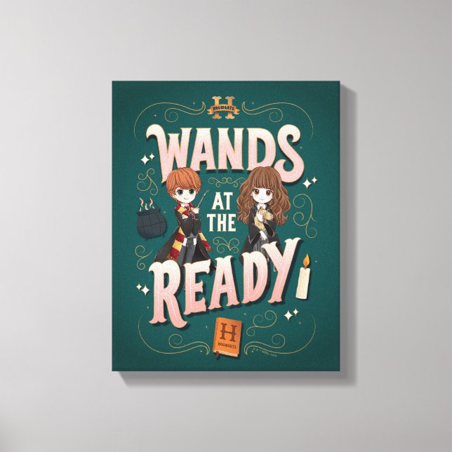 Ron & Hermione Wands at the Ready Canvas Print (Front)