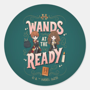 Ron & Hermione Wands at the Ready Classic Round Sticker