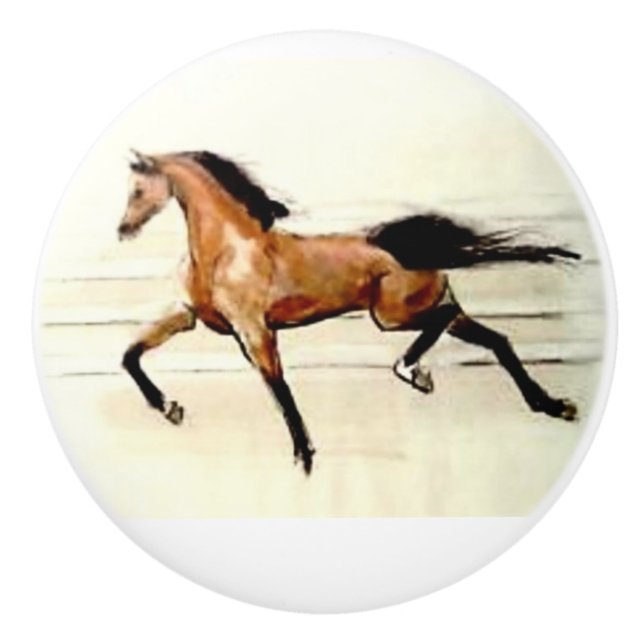Ron Hevener Arabian horse Nahgwa Ceramic Knob (Front)
