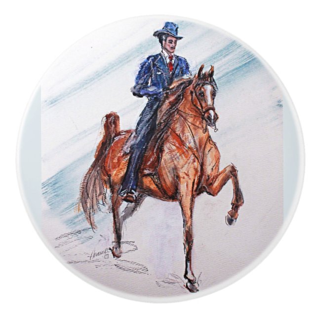 Ron Hevener Arabian Park Horse Ceramic Knob (Front)