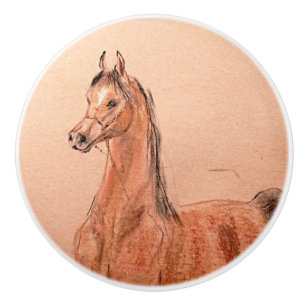 Ron Hevener Arabian Stallion Ceramic Knob