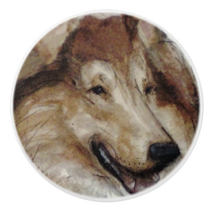 Ron Hevener Collie Dog Ceramic Knob