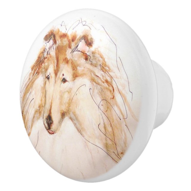 Ron Hevener Collie Dog Ceramic Knob (Right)