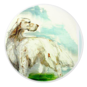 Ron Hevener English Setter Doorknob,door,furniture Ceramic Knob