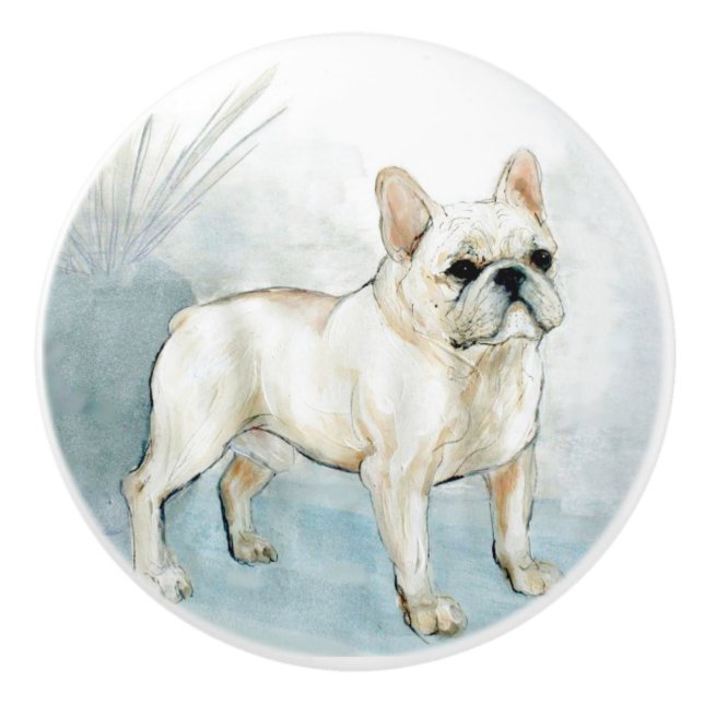 Ron Hevener French Bulldog Ceramic Knob (Front)