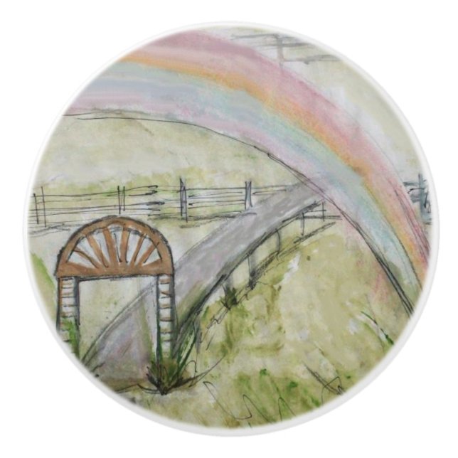 Ron Hevener Over the Rainbow Ceramic Knob (Front)