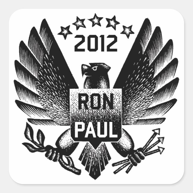 Ron Paul 2012 Black Eagle Square Sticker (Front)