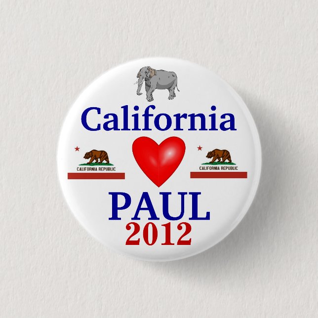 Ron Paul 2012 California 3 Cm Round Badge (Front)