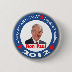 Ron Paul 2012: Liberty & Justice for All! 6 Cm Round Badge