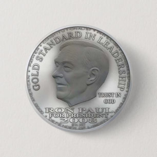 Ron Paul "Banned" Silver Liberty Dollar... Button! 6 Cm Round Badge
