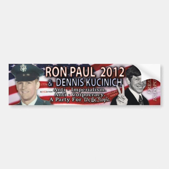 Ron Paul & Dennis Kucinich for 2012 White House V2 Bumper Sticker (Front)