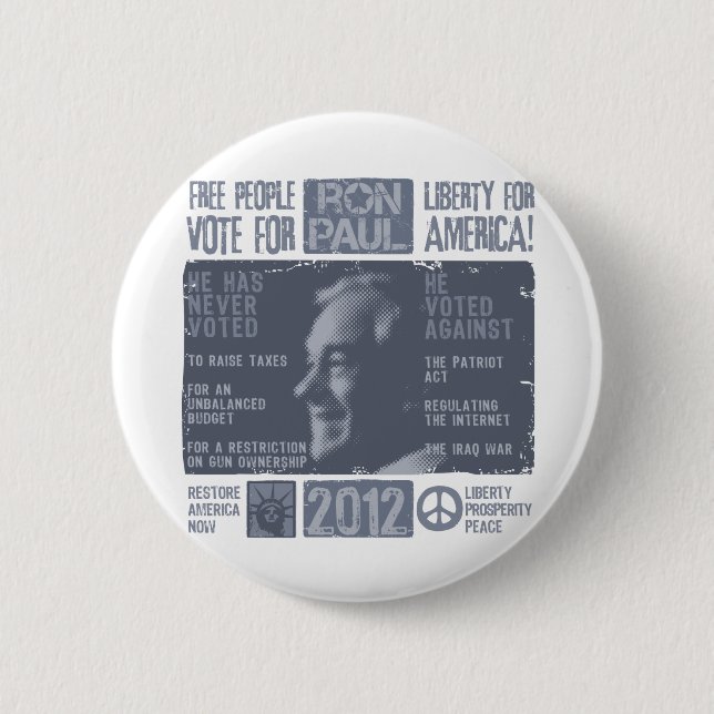 Ron Paul for president 2012 6 Cm Round Badge (Front)