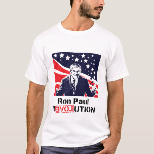 Ron Paul Revolution White T-Shirt Male