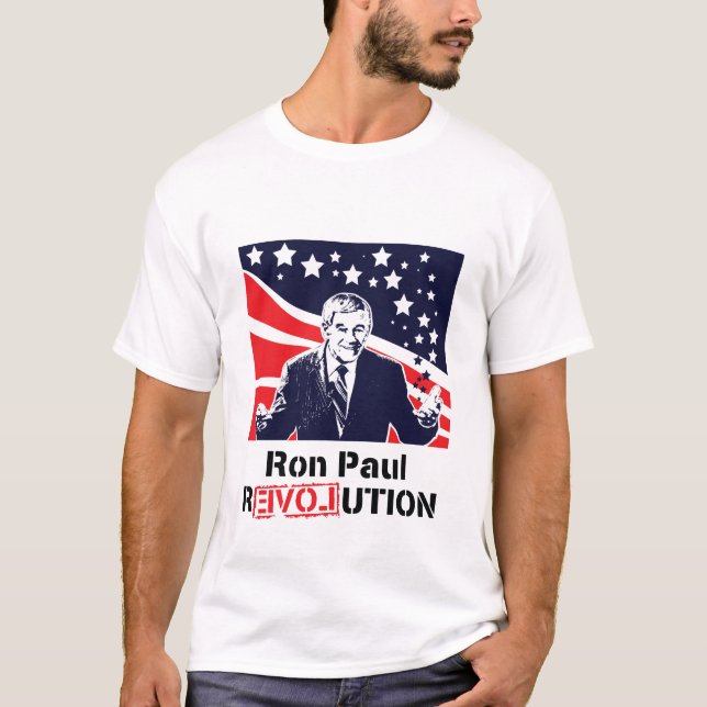 Ron Paul Revolution White T-Shirt Male (Front)