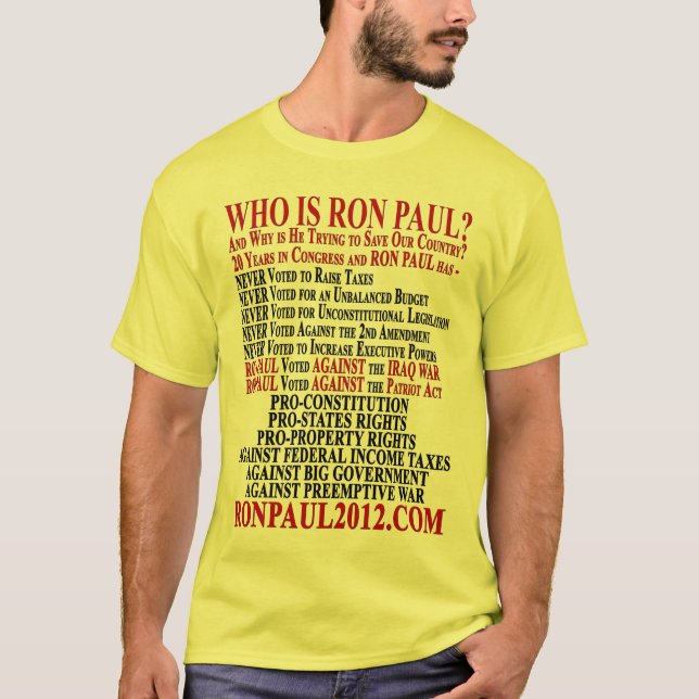 RON PAUL'S VOTING RECORD 2012 T-Shirt (Front)