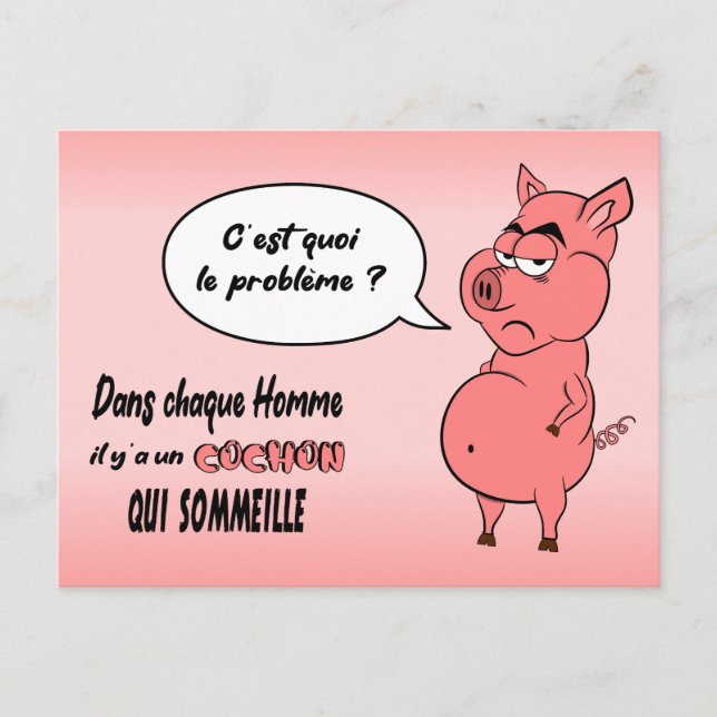 Ronchon the pig postcard (Front)