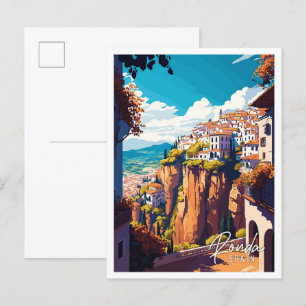 Ronda Spain vintage travel illustration Postcard