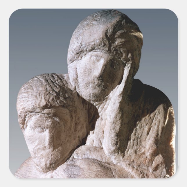 Rondanini Pieta, detail of the heads of Christ Square Sticker (Front)