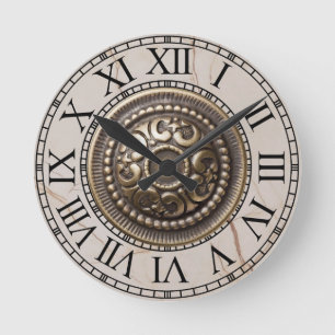 Ronde klok Roman shield on marble Round Clock
