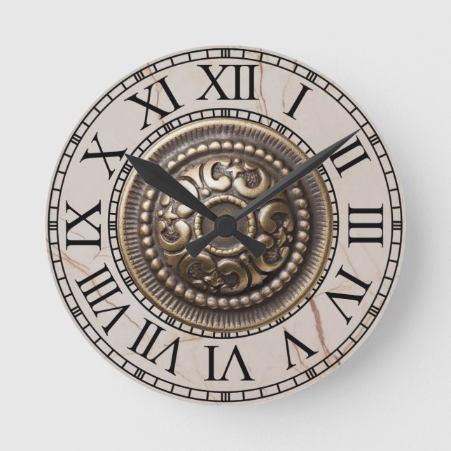 Ronde klok Roman shield on marble Round Clock (Front)