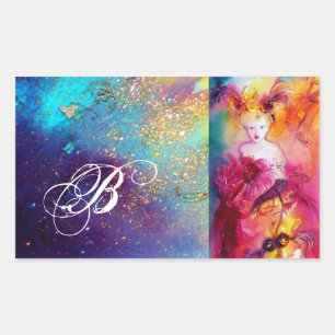 RONDO IN LAGOON /Monogram Venetian Masquerade Ball Rectangular Sticker