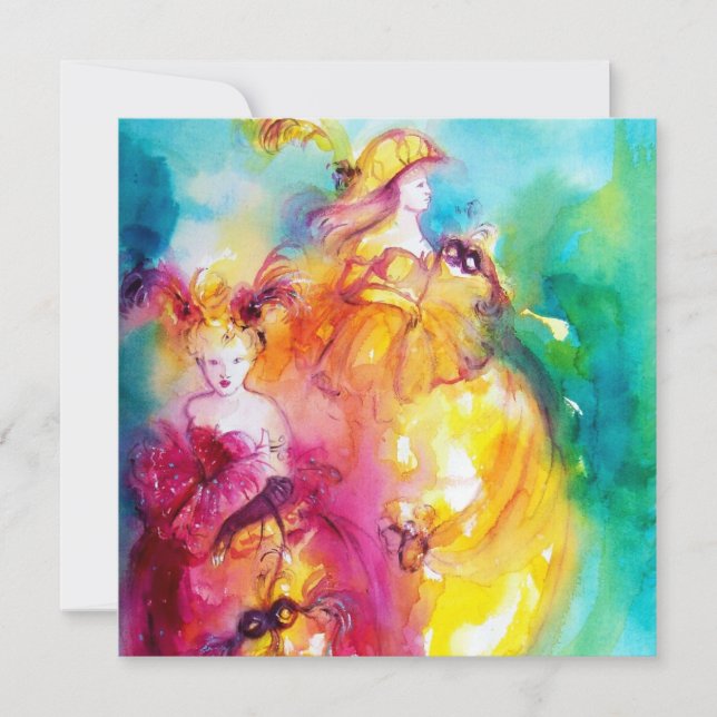 RONDO IN LAGOON,Sweet Sixteen Masquerade Party Red Invitation (Front)