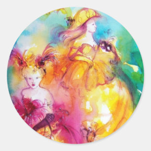 RONDO IN LAGOON / Venetian Masquerade Ball Classic Round Sticker