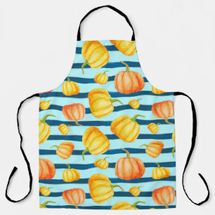 Rong round Orange Pumpkin. Seamless Watercolor pat Apron