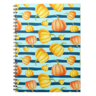 Rong round Orange Pumpkin. Seamless Watercolor pat Notebook