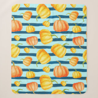 Rong round Orange Pumpkin. Seamless Watercolor pat Sherpa Blanket
