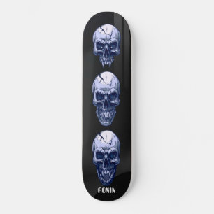 RONIN BRAND BLACK SKID ROW SKULLS Skateboard Deck