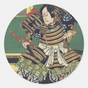 ronin knight japanese ukiyo-e samurai warrior classic round sticker