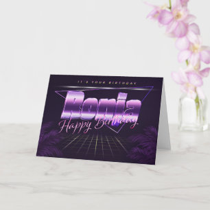 Ronja Name Vorname lila retro Karte Geburtstag Card