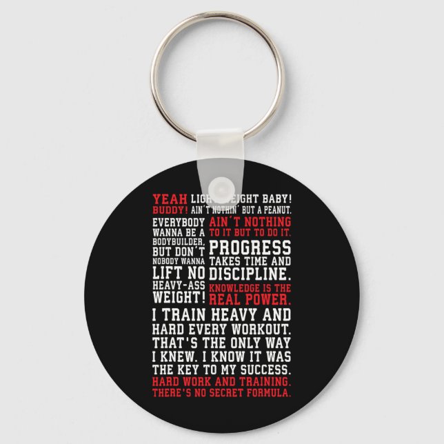 Ronnie Fitness Quotes Gym Workout Bodybuilding Mot Key Ring (Front)